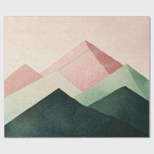 Papel De Presente Pastel Ridge – Paisagem Geométrica de Montanha #1