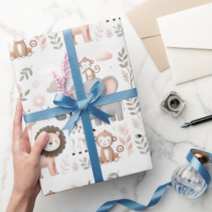 Papel De Presente Pastel Safari Kids Wrappaper