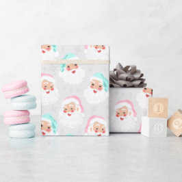 Papel De Presente Pastel Santa Claus Enfrenta Natais vintages