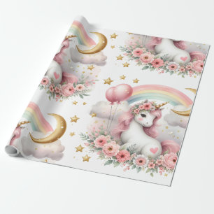 Papel De Presente Pastel Unicorn