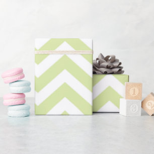 Papel De Presente Pastel Verde e Branco Chevron Aniversário de Casam