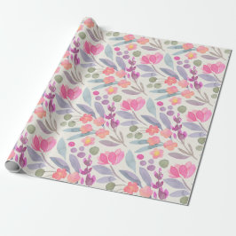 Papel De Presente Pastel Watercolor Floral Wraping Paper