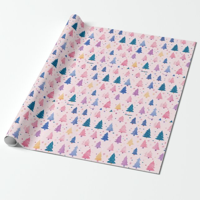 Papel De Presente "Pastel Winter Wonderland Pattern" (Desenrolado)