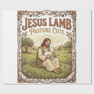 Papel De Presente Pasto de Cordeiro Jesus Fofo Pasto de Cordeiro Jes