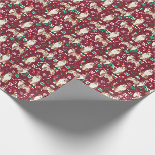 Papel De Presente Pastor Australiano Merle Vermelho Natal Cranberry