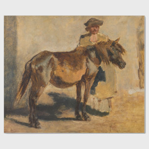 Papel De Presente Pastor Com Cavalo (Equino)