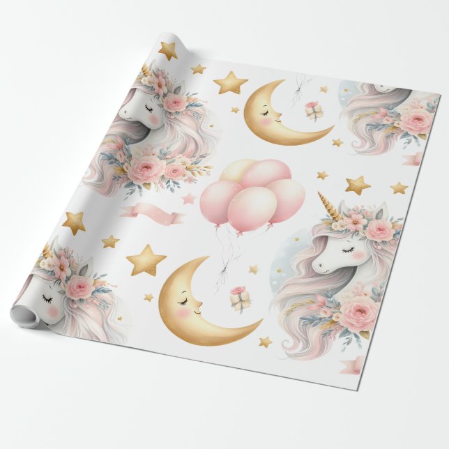 Papel De Presente Pastrl Unicorn (Desenrolado)