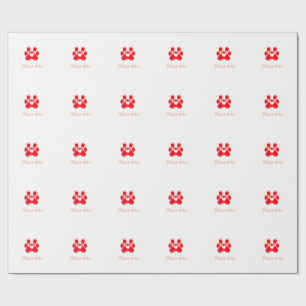 Papel De Presente Pata de cachorro coração vermelho adicionar texto