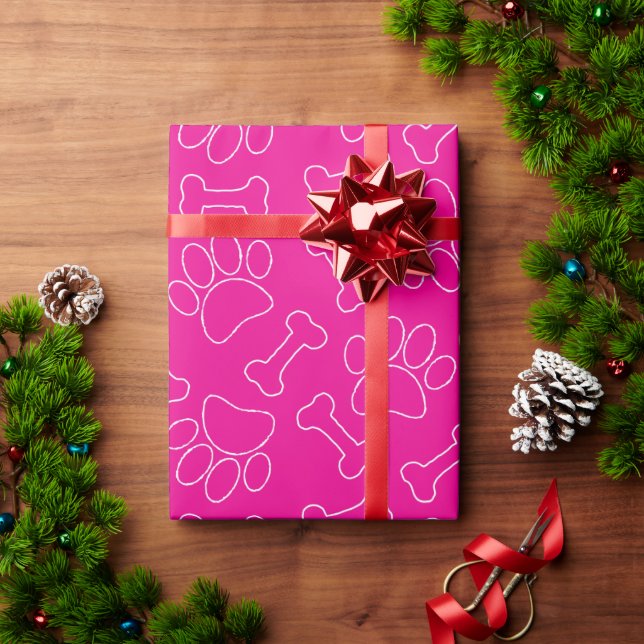 Papel De Presente Pata de Cachorro e Desenho de Ossos Personalizado  (Presente de Natal)