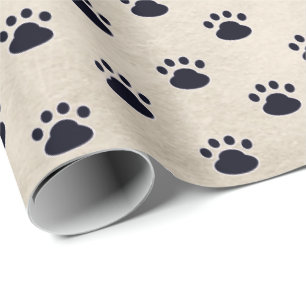 Papel De Presente Pata De Cachorro Imprime Em Fundo bege