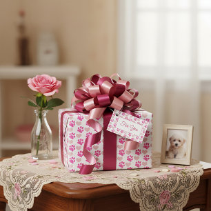 Papel De Presente Patas Cor-de-rosa e corações