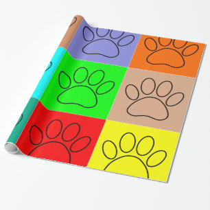Papel De Presente Patas de Cachorro em Quadrados