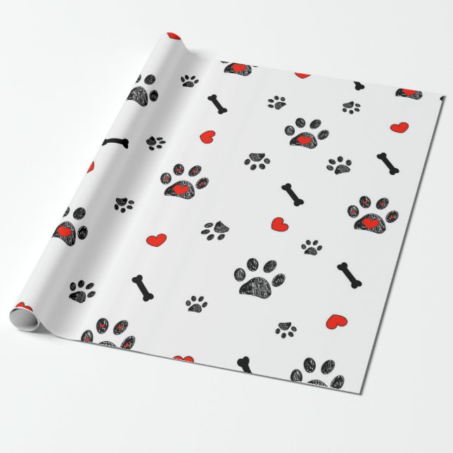 Papel De Presente Patas e ossos rabiscados (Desenrolado)
