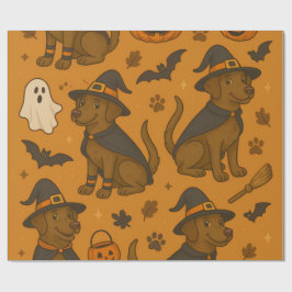 Papel De Presente Patas Testemunhas e Pumpkin Howls Padrão de Hallow