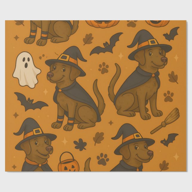Papel De Presente Patas Testemunhas e Pumpkin Howls Padrão de Hallow (Aberto)