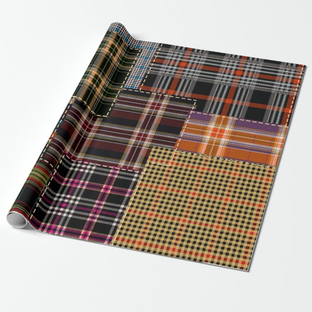 Papel De Presente patchwork chercks pattern, tartan design, surface  (Desenrolado)