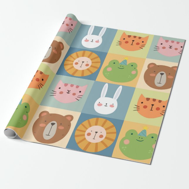 Papel De Presente Patchwork de animais de estimação (Desenrolado)