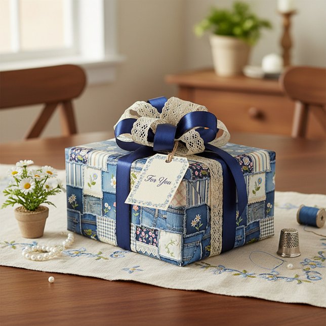 Papel De Presente Patchwork Denim (Criador carregado)
