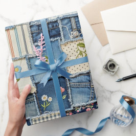 Papel De Presente Patchwork Denim