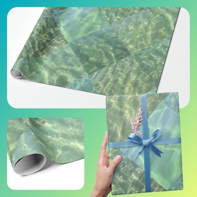 Papel De Presente Patchwork Diamond Aquamarine Water (Criador carregado)
