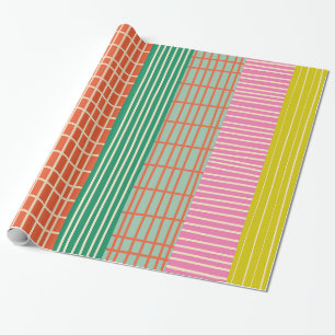 Papel De Presente Patchwork Finlandês Stripes Padrão Colorido