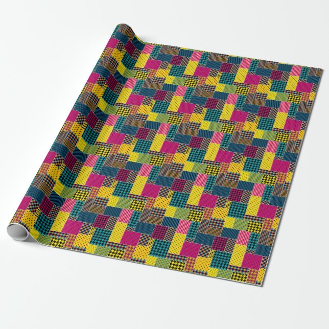 Papel De Presente Patchwork Geométrico: Fundo sem Retângulo (Desenrolado)