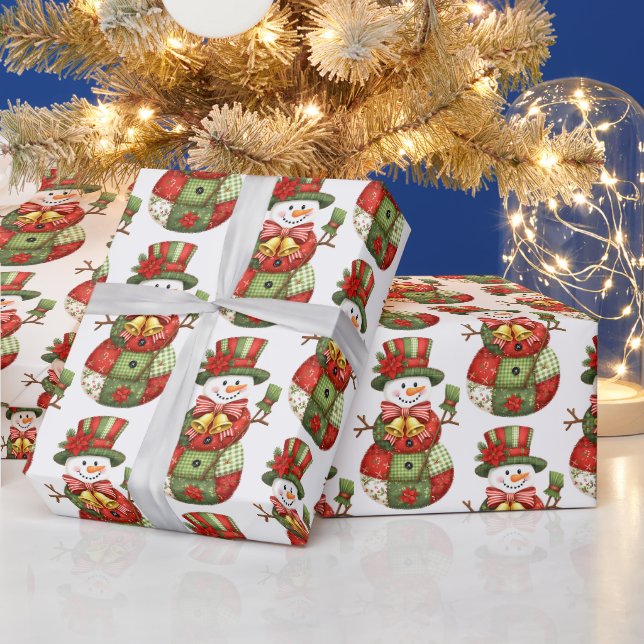 Papel De Presente Patchwork Snowman Christmas (Feriados)