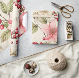 Papel De Presente Patel Red Green Poinsettia no Natal