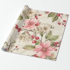 Papel De Presente Patel Red Green Poinsettia no Natal