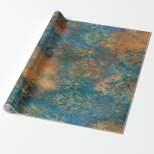 Papel De Presente Pátina de Cobre Azul-Verde