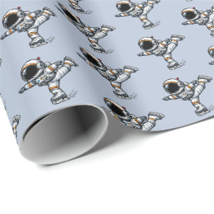 Papel De Presente Patinação Artística de Astronauta