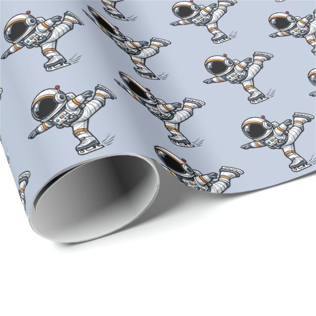 Papel De Presente Patinação Artística de Astronauta (Ponta do rolo)