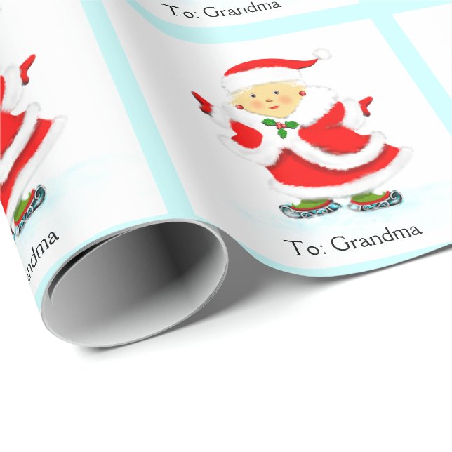 Papel De Presente Patinação no Gelo de Natal (Ponta do rolo)
