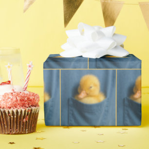 Papel De Presente Patinho Amarelo no Bolso de uma Camiseta