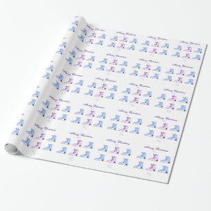 Papel De Presente Patins de gelo azuis e roxos