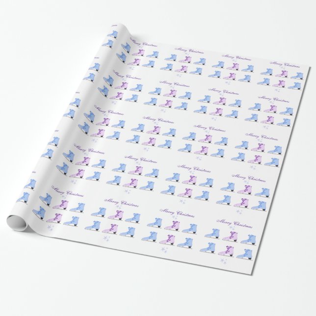 Papel De Presente Patins de gelo azuis e roxos (Desenrolado)