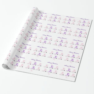 Papel De Presente Patins de gelo rosa e roxo