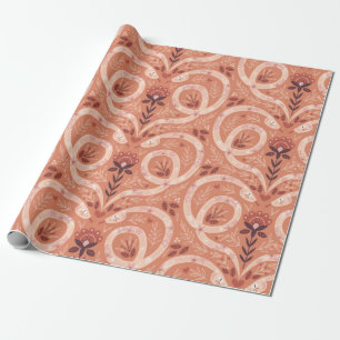 Papel De Presente Patite sem costura do coração cobra floral folk