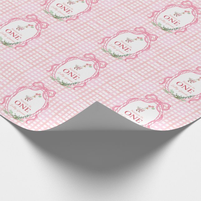 Papel De Presente Pato Bobo Primeiro Aniversário Rosa  (Ponta)