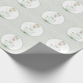Papel De Presente Pato Bobo Primeiro Aniversário Verde