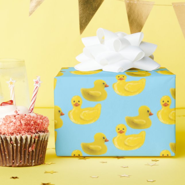 Papel De Presente Pato de Borracha Amarelo (Festa de aniversário)