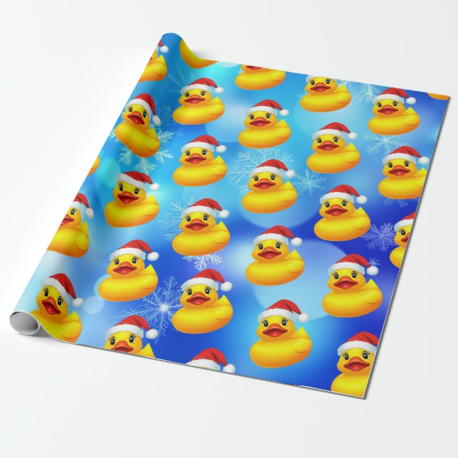 Papel De Presente Pato de Borracha Amarelo de Natal bonito (Desenrolado)
