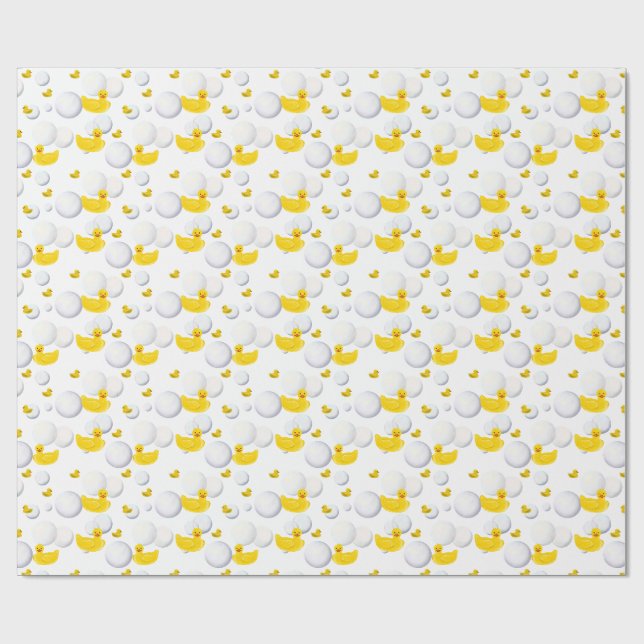 Papel De Presente Pato de Borracha Amarelo e Bolhas (Aberto)