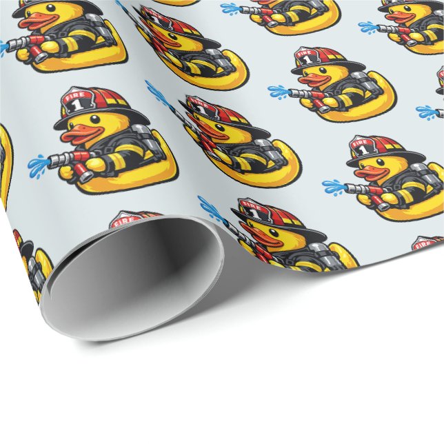 Papel De Presente Pato de Borracha Bombeiro (Ponta do rolo)