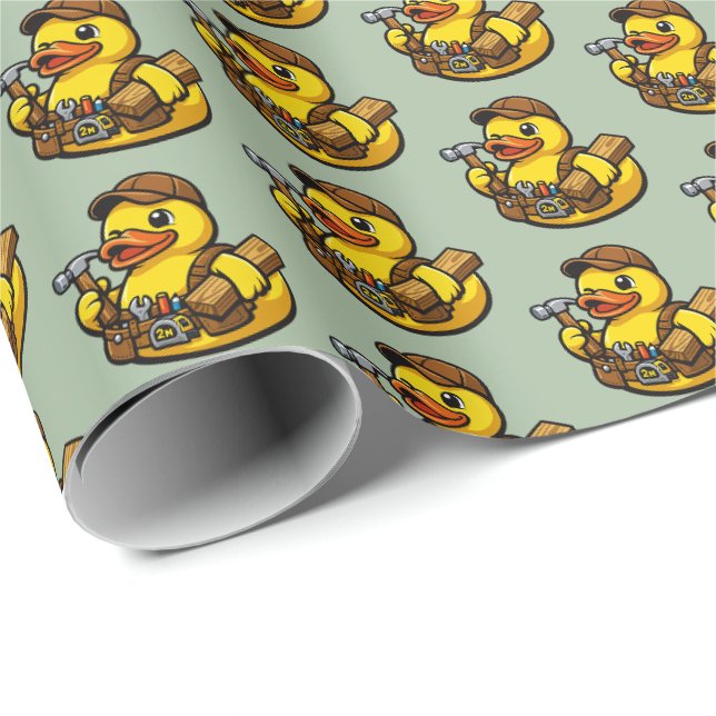 Papel De Presente Pato de Borracha Carpinteiro (Ponta do rolo)