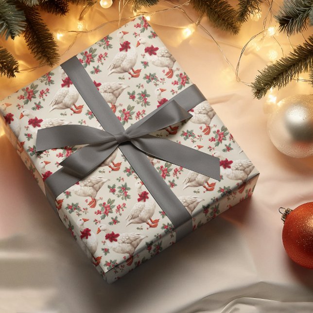 Papel De Presente Pato de Natal Vintage Bobo (Criador carregado)