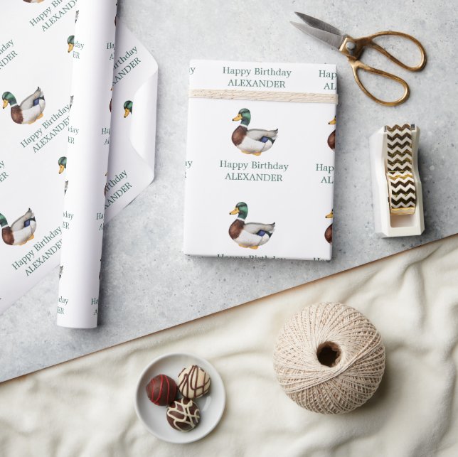 Papel De Presente Pato Mallard de pré-disquete personalizado (Artesanato)