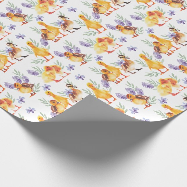 Papel De Presente Patos amarelos pequenos (Ponta)