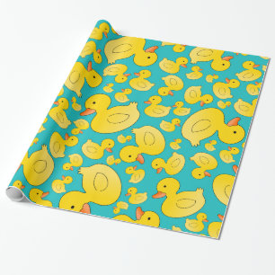 Papel De Presente Patos bonitos da borracha de turquesa