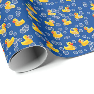 Papel De Presente Patos de borracha amarela em bolhas